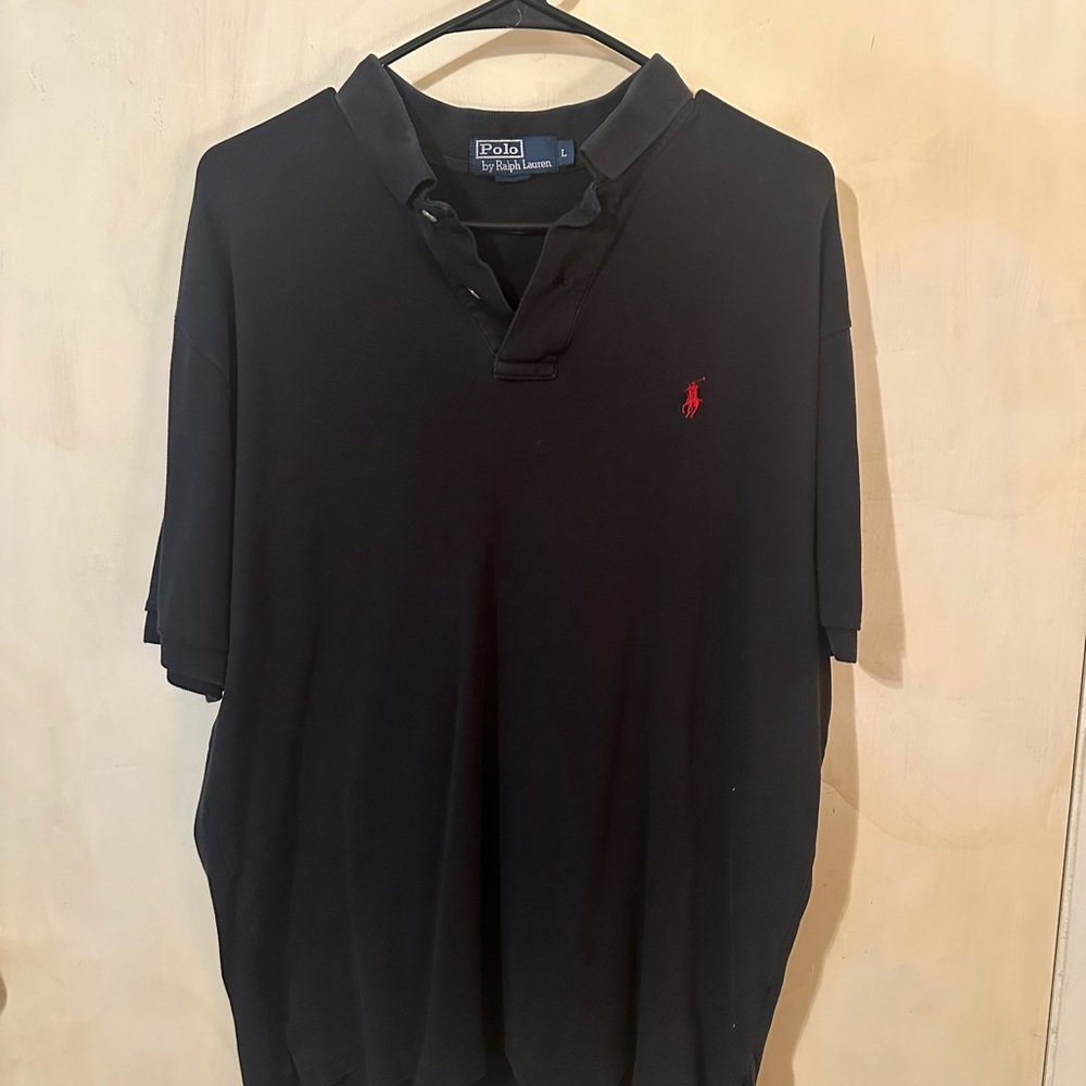 Polo by Ralph Lauren Black Polo Shirt with Red Emblem